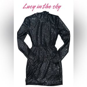 “ Lucy in the Sky “ Black Crystal Open Back Dress size M